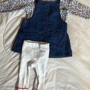 Jean dress and shirt, matching mary jane leggings